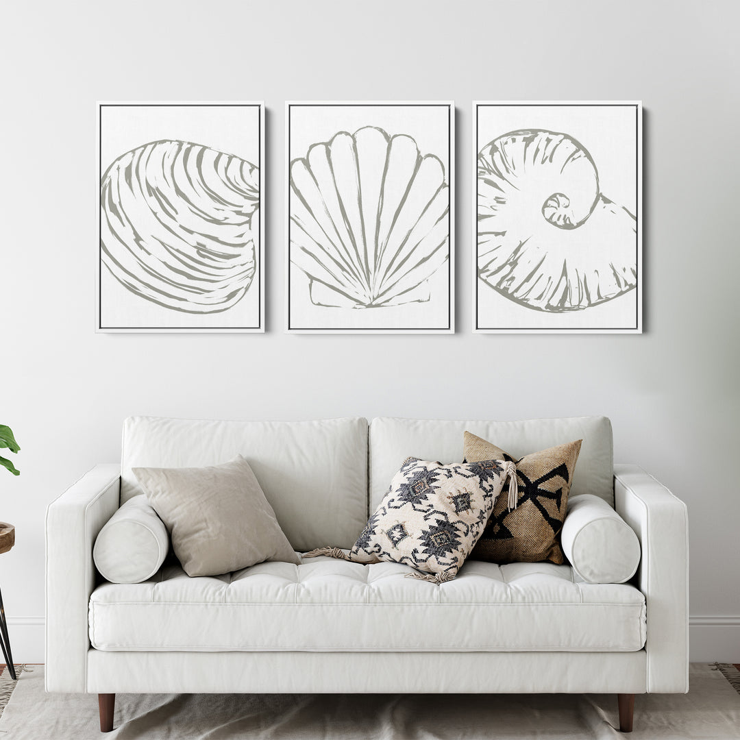 Minimalist Seashell Trio, No. 2 - Set of 3