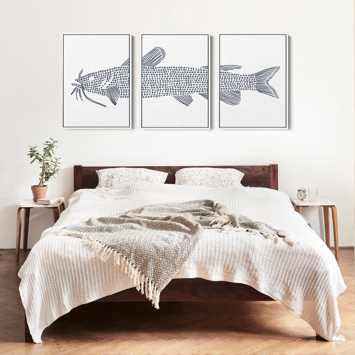 Catfish in Circles Triptych - Set of 3