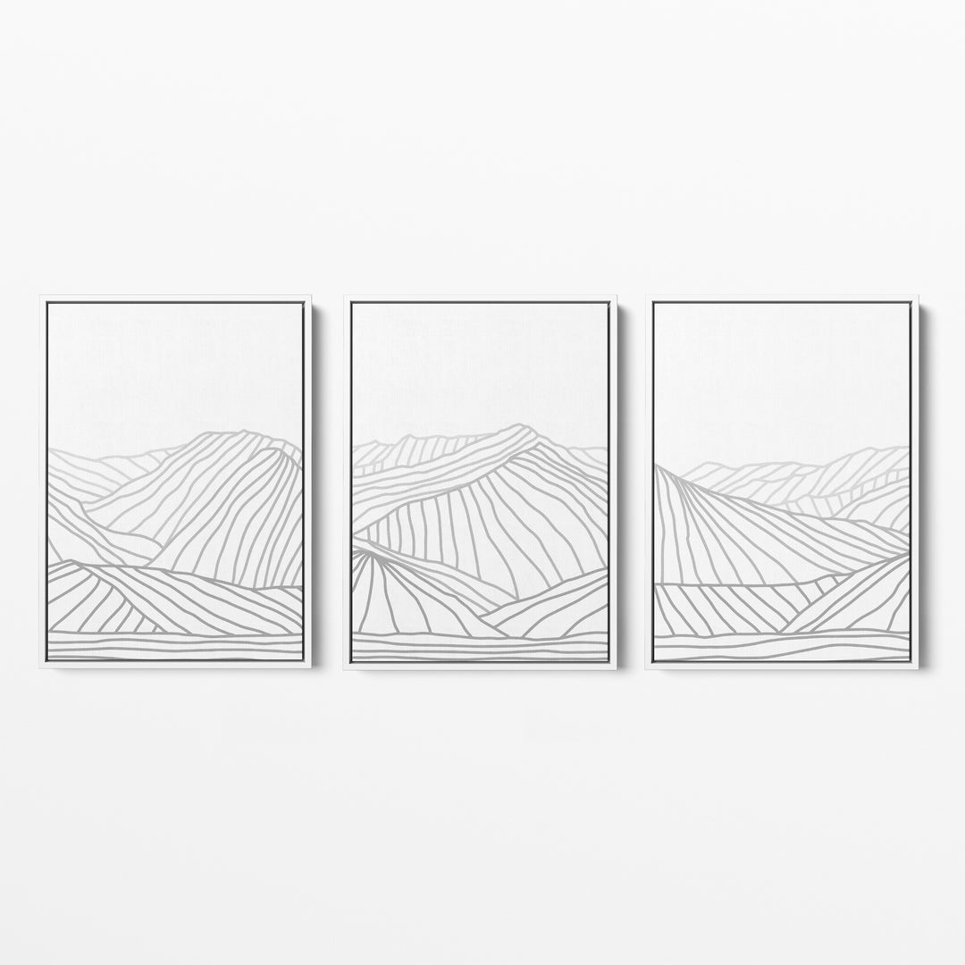 Minimalist Gray Mountain Illustration - Set of 3