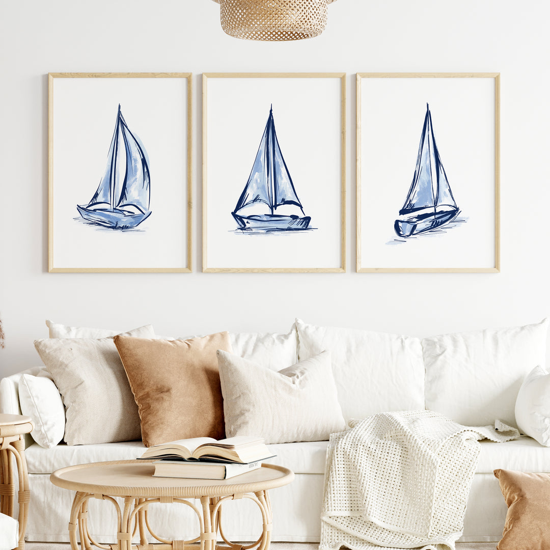 Whitecaps and Wind Triptych - Set of 3 - Jetty Home
