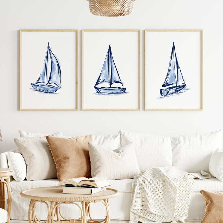Whitecaps and Wind Triptych - Set of 3 - Jetty Home
