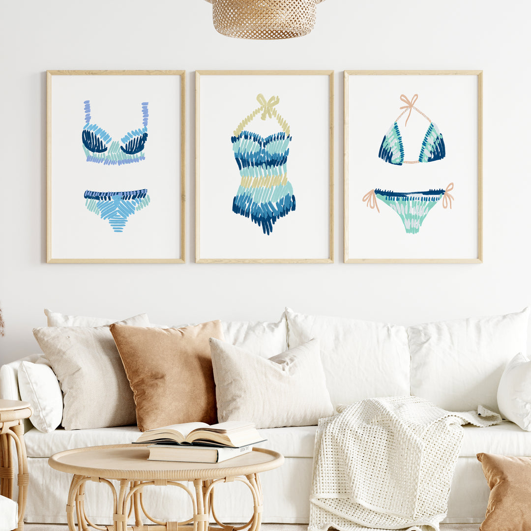 Swim Suit Trio Triptych, No. 2 - Set of 3