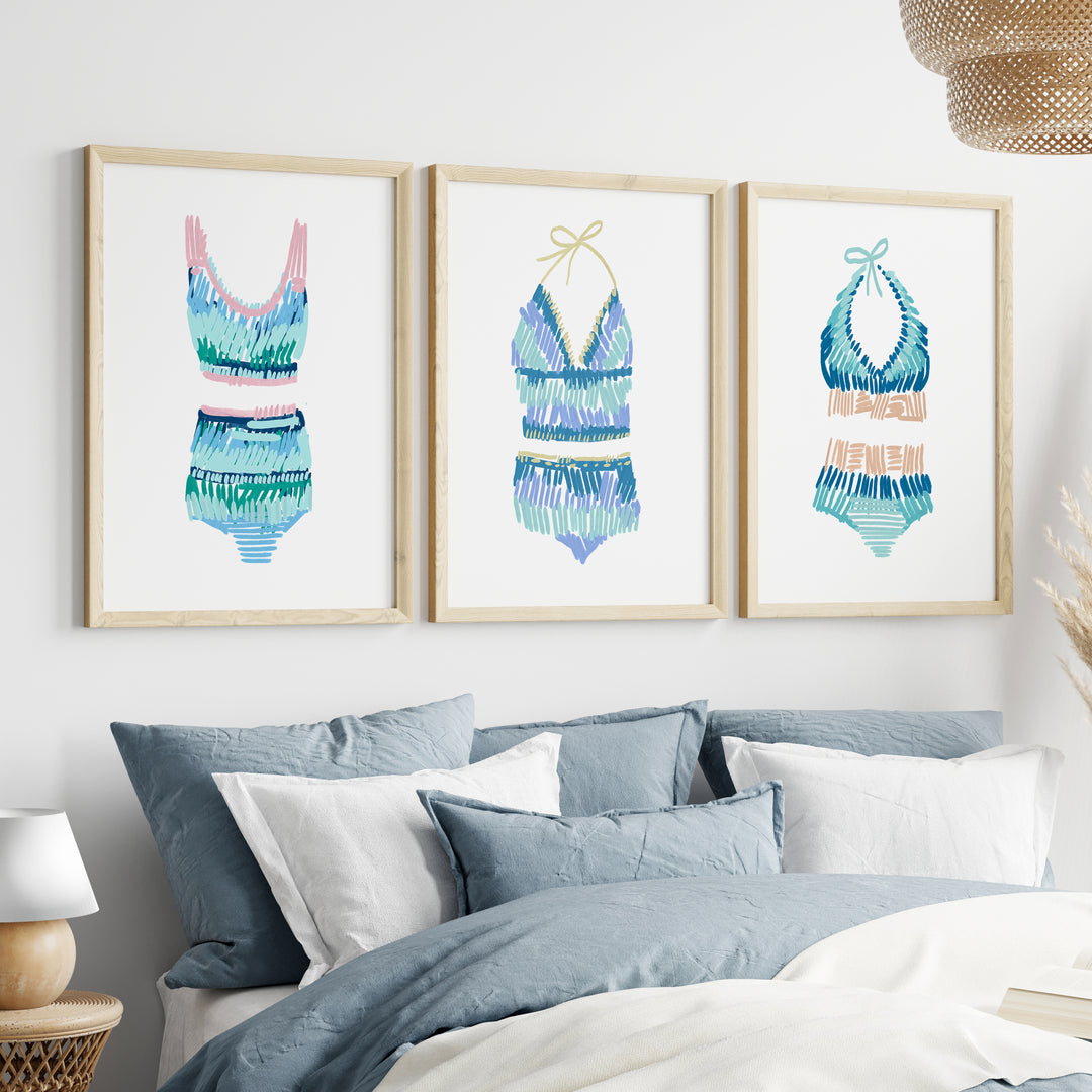 Swim Suit Trio Triptych, No. 1 - Set of 3 - Jetty Home