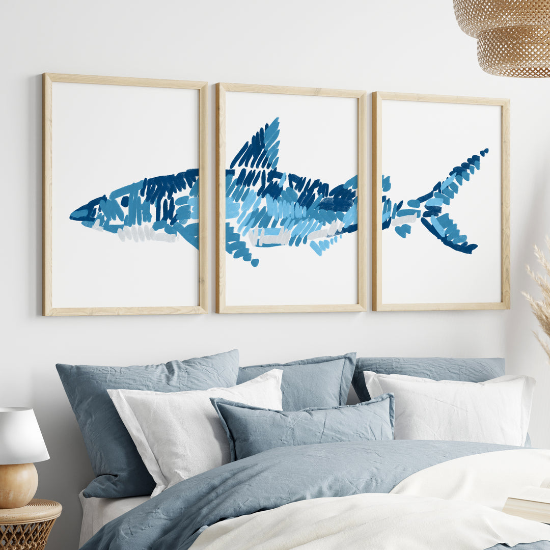 The Shark Triptych - Set of 3 - Jetty Home