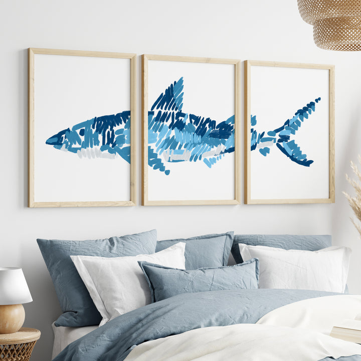 The Shark Triptych - Set of 3 - Jetty Home