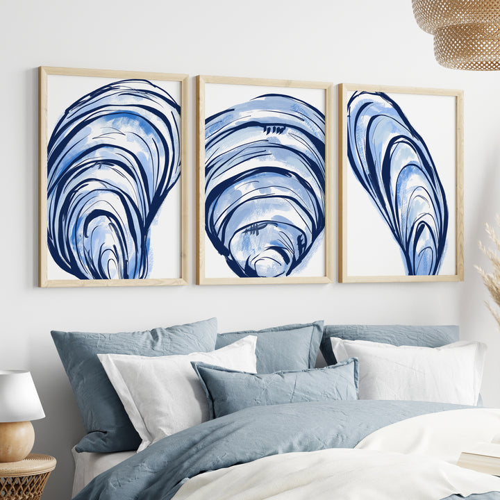 Blue Seashells Triptych - Set of 3 - Jetty Home