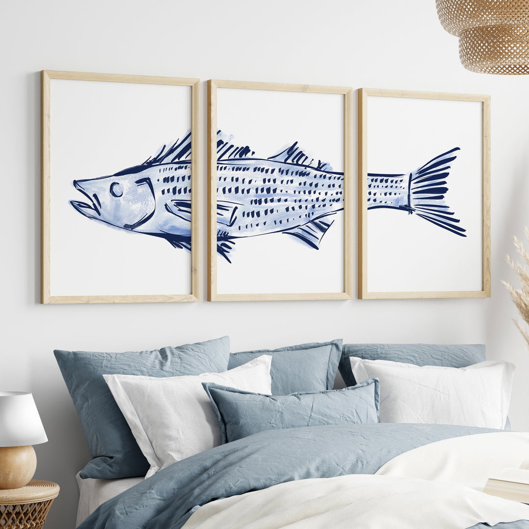 Striped Bass Triptych - Set of 3 - Jetty Home