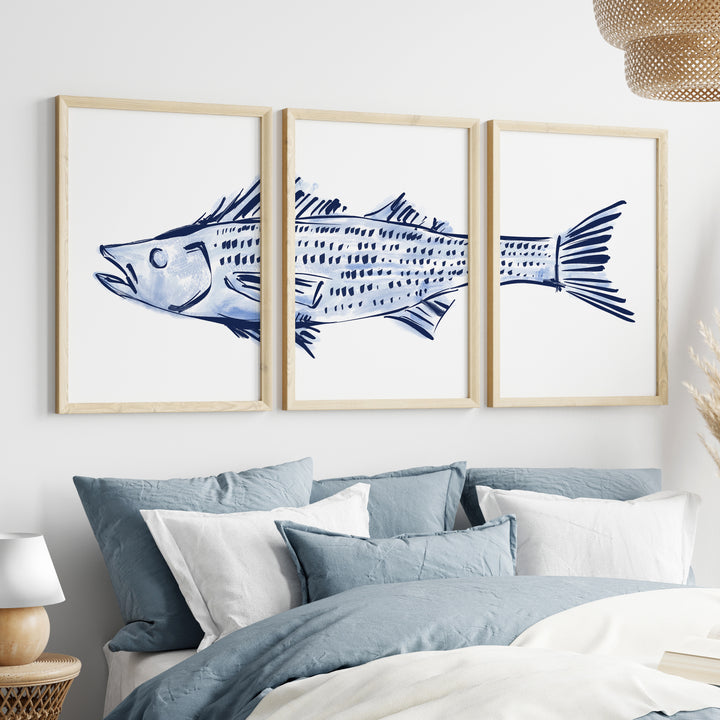 Striped Bass Triptych - Set of 3 - Jetty Home
