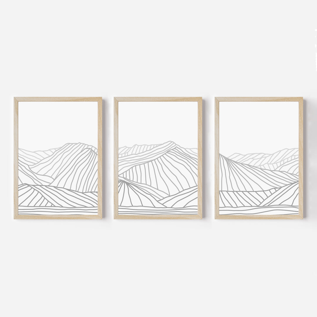 Minimalist Gray Mountain Illustration - Set of 3