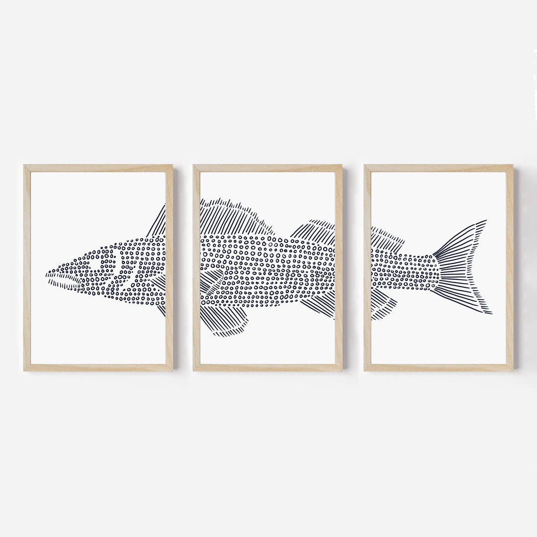 Walleye in Circles Triptych - Set of 3