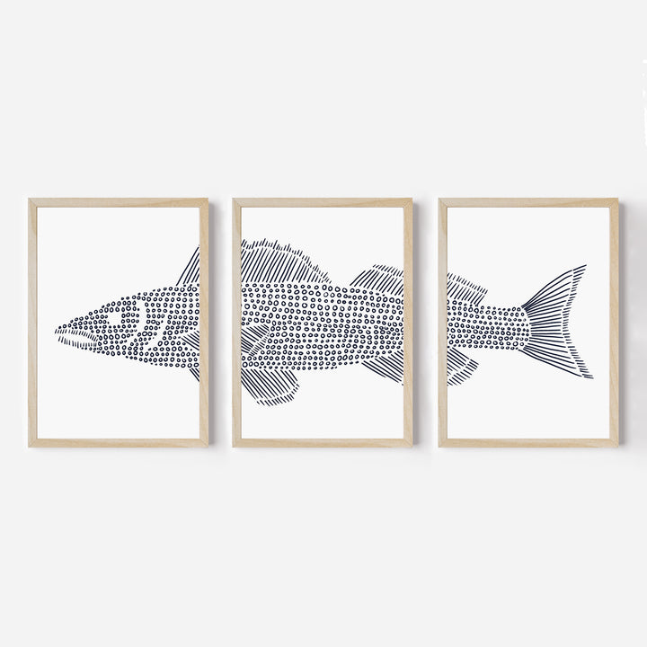 Walleye in Circles Triptych - Set of 3