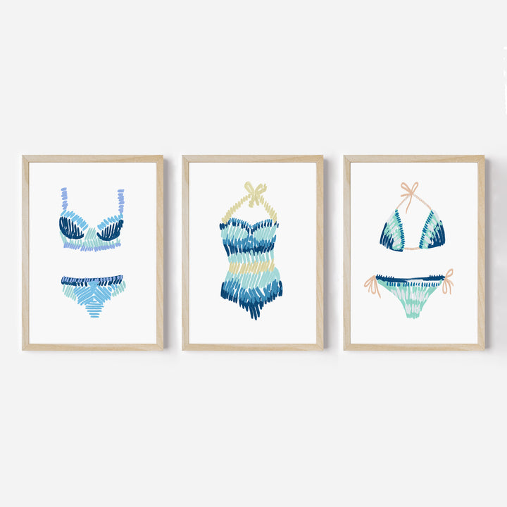 Swim Suit Trio Triptych, No. 2 - Set of 3