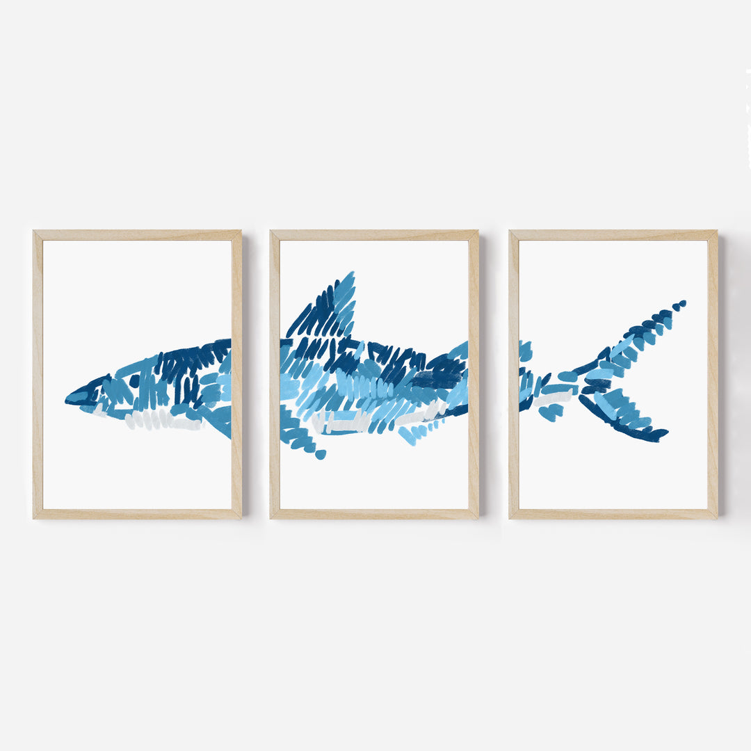 The Shark Triptych - Set of 3 - Jetty Home