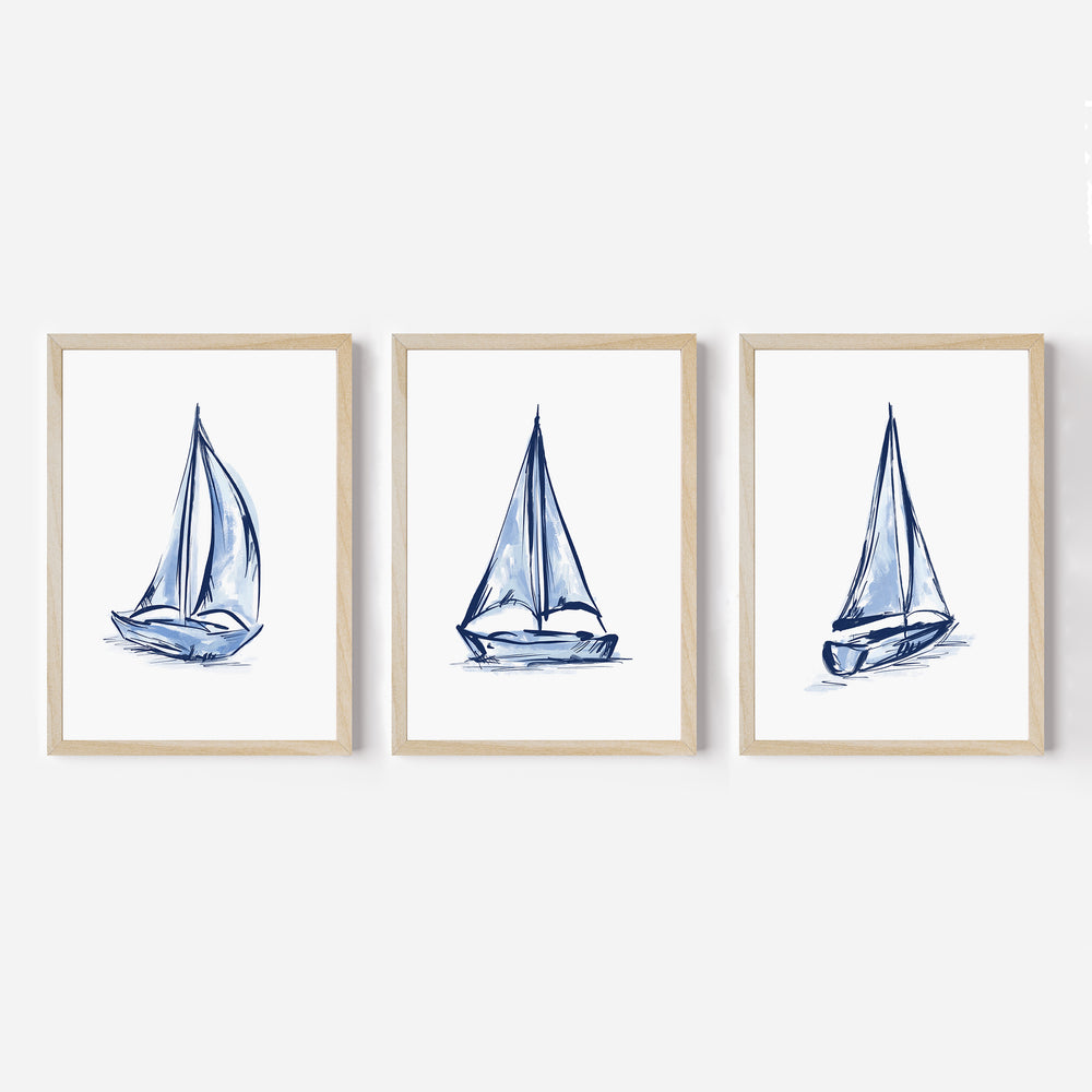 Whitecaps and Wind Triptych - Set of 3 - Jetty Home