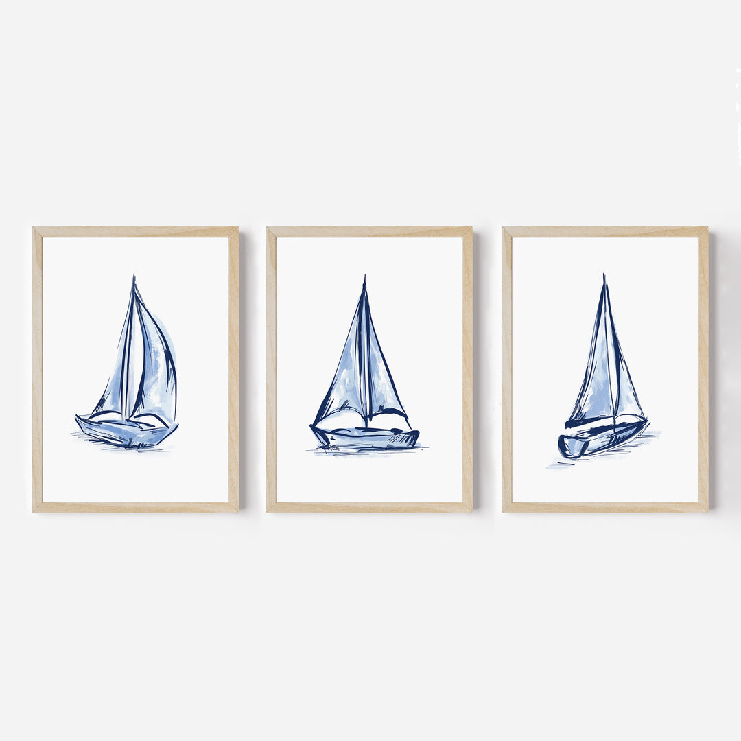 Whitecaps and Wind Triptych - Set of 3 - Jetty Home