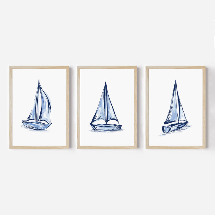 Whitecaps and Wind Triptych - Set of 3 - Jetty Home