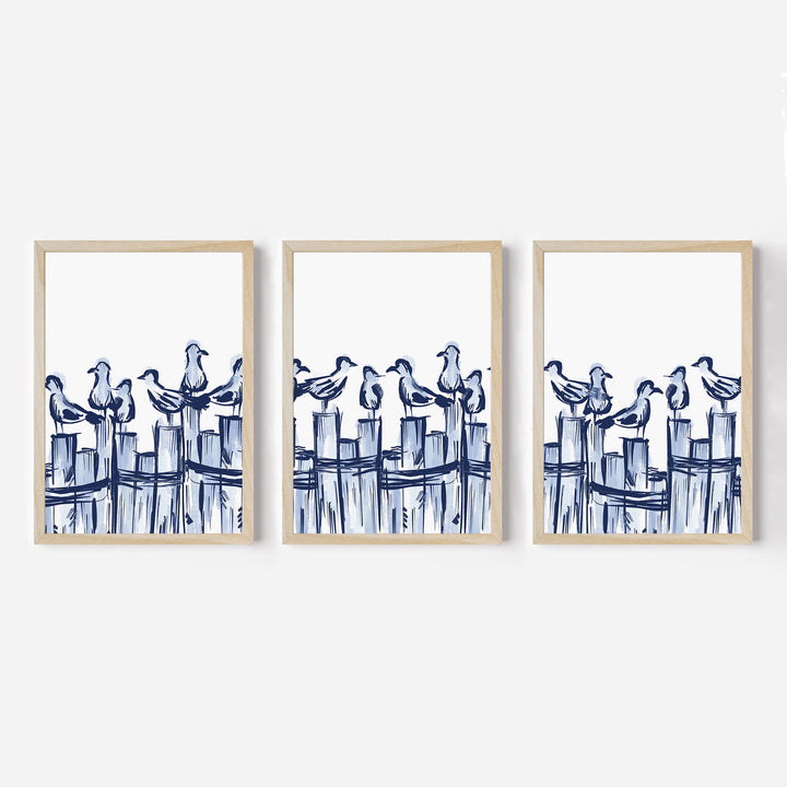 Harbor Gulls Triptych - Set of 3 - Jetty Home