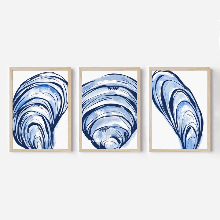 Blue Seashells Triptych - Set of 3 - Jetty Home