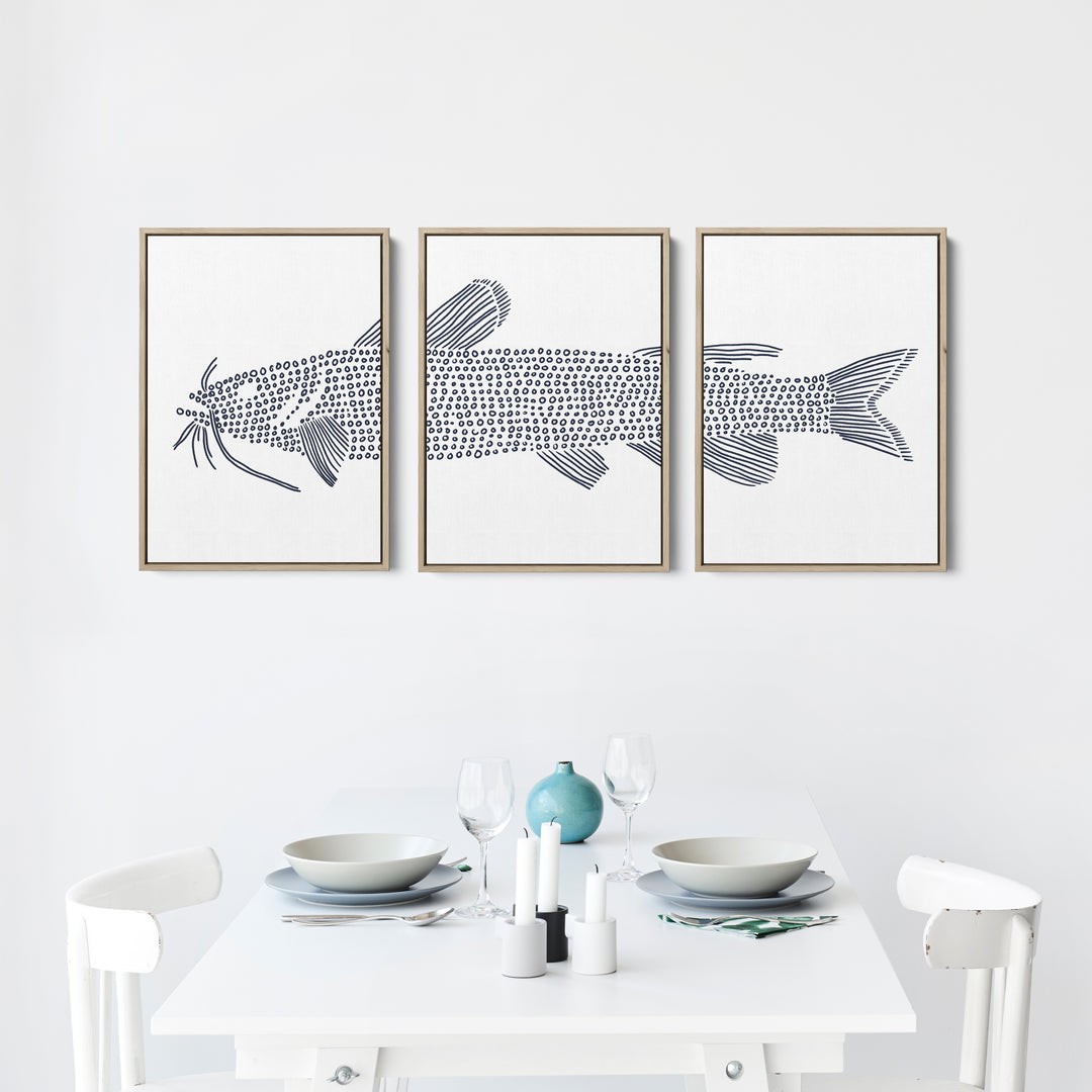 Catfish in Circles Triptych - Set of 3