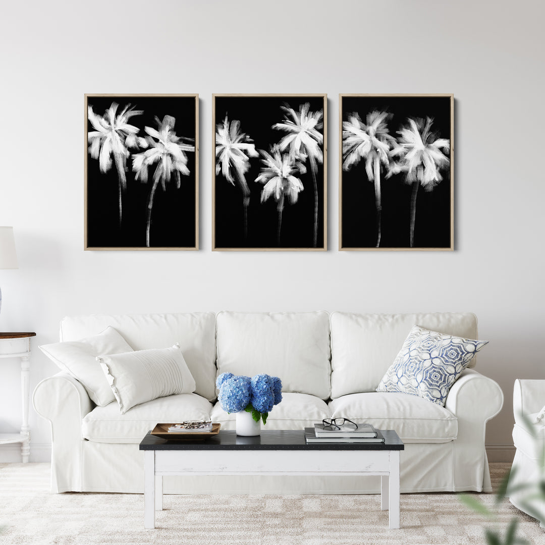 Black & White Minimalist Palms, No. 1 - Set of 3