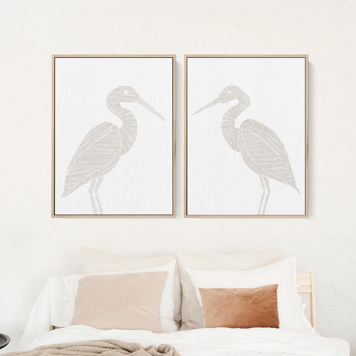 Woven Heron Diptych - Set of 2