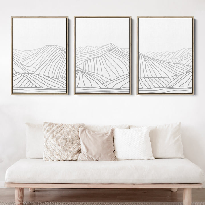 Minimalist Gray Mountain Illustration - Set of 3