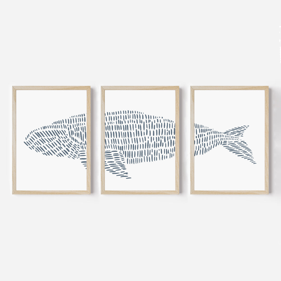 Right Whale Modern Illustration - Set of 3