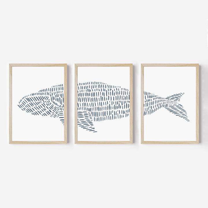 Right Whale Modern Illustration - Set of 3