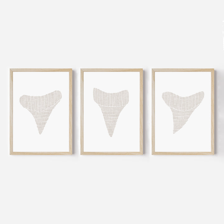 Woven Shark Teeth Triptych - Set of 3