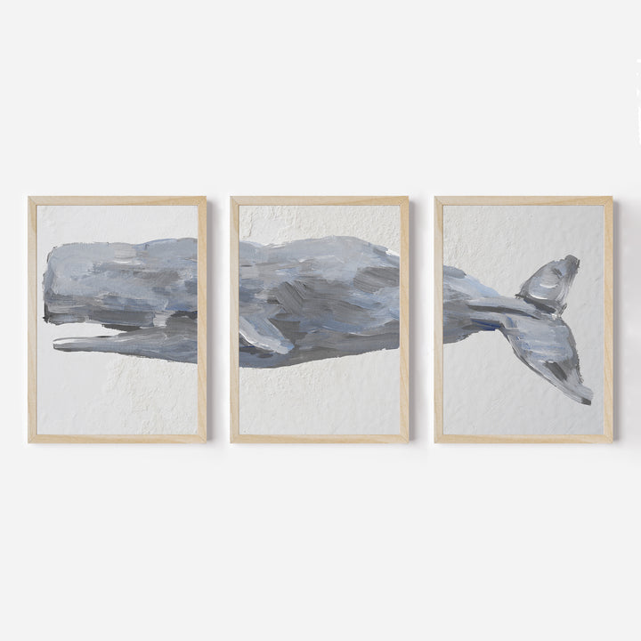 Sperm Whale Painted Triptych - Set of 3