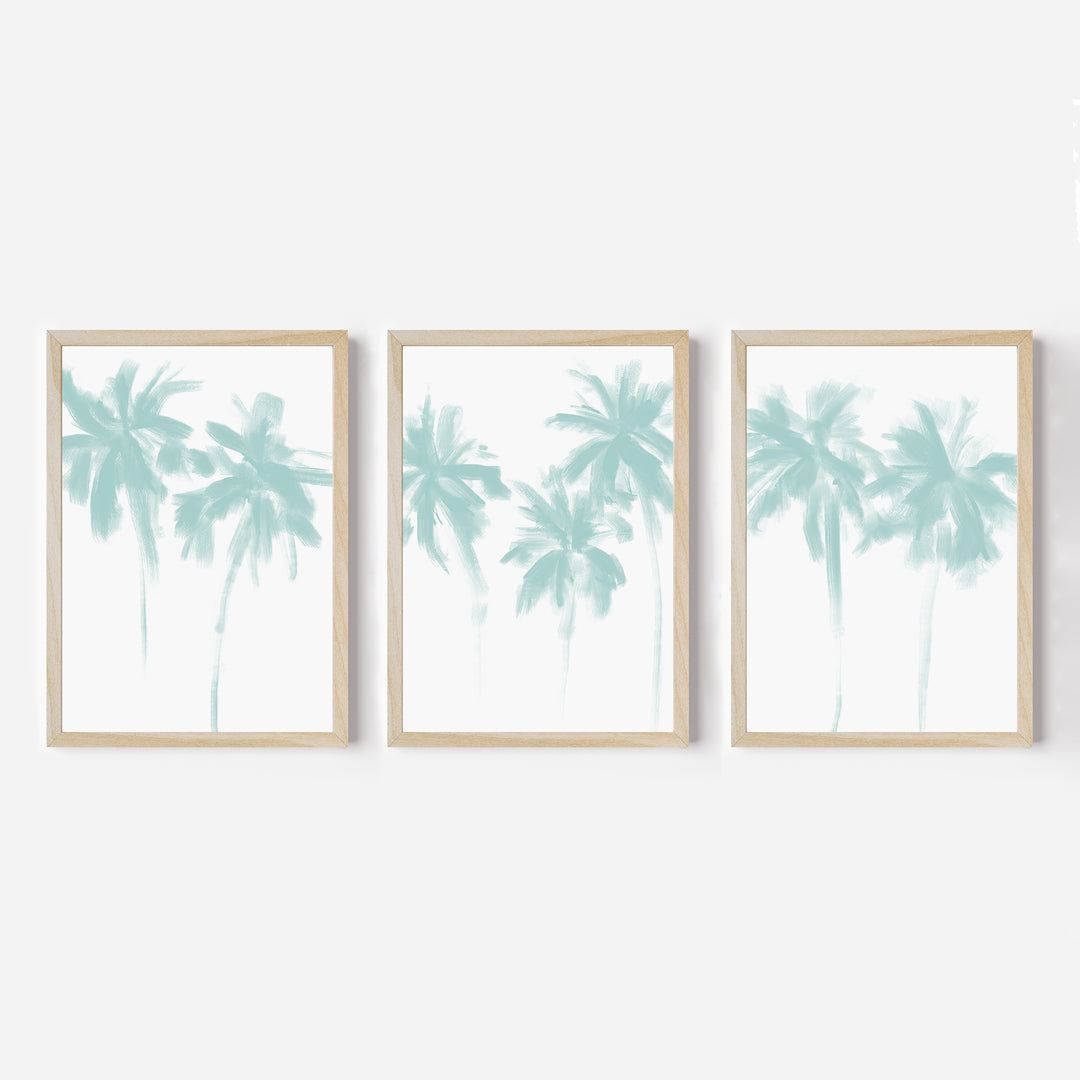 Turquoise Minimalist Palms - Set of 3