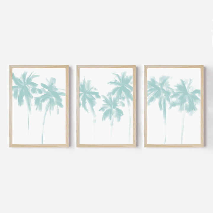 Turquoise Minimalist Palms - Set of 3