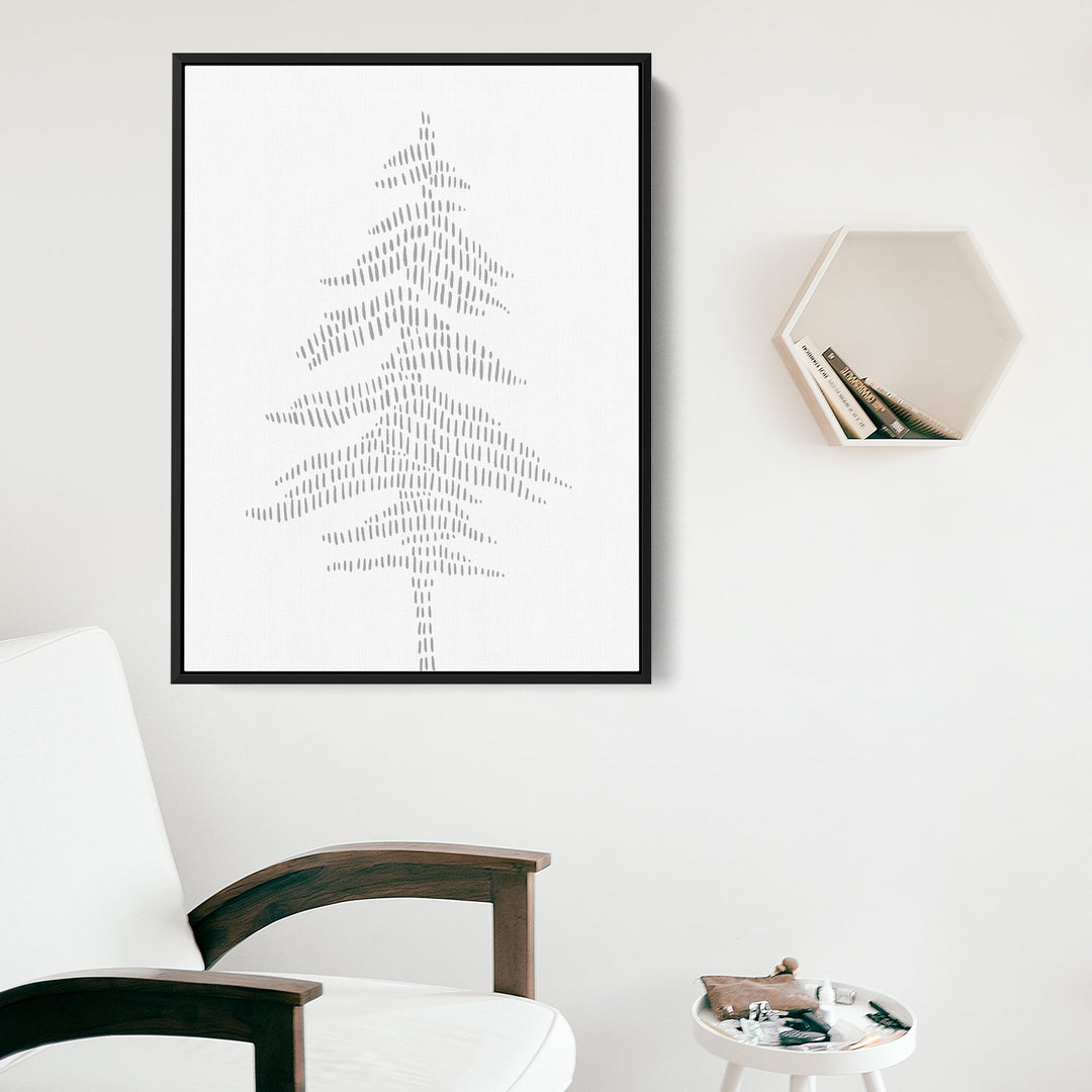 Modern Gray Pine Tree Illustration