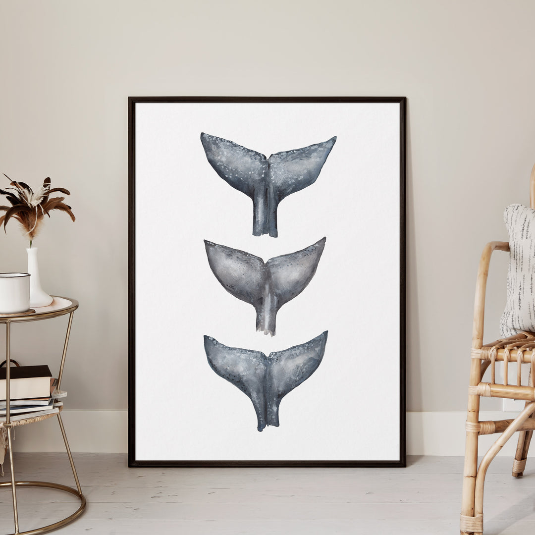 Whale Tail Trio Painting  - Art Print or Canvas - Jetty Home