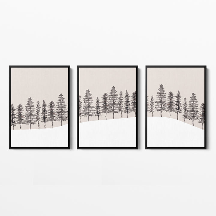 Modern Nordic Pine Tree Triptych - Set of 3  - Art Prints or Canvases - Jetty Home