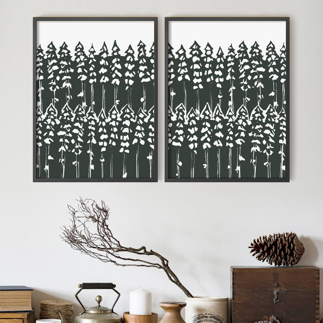 Pine Tree Woods Diptych - Set of 2