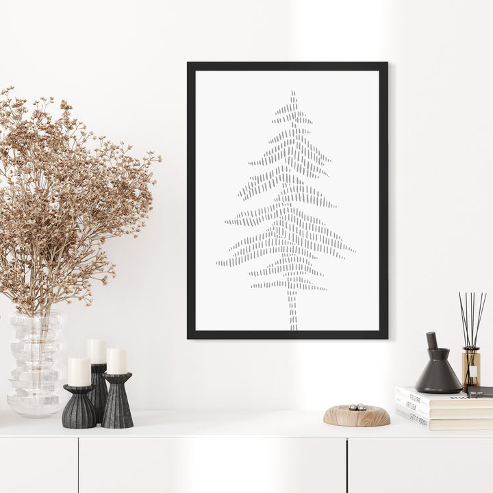 Modern Gray Pine Tree Illustration