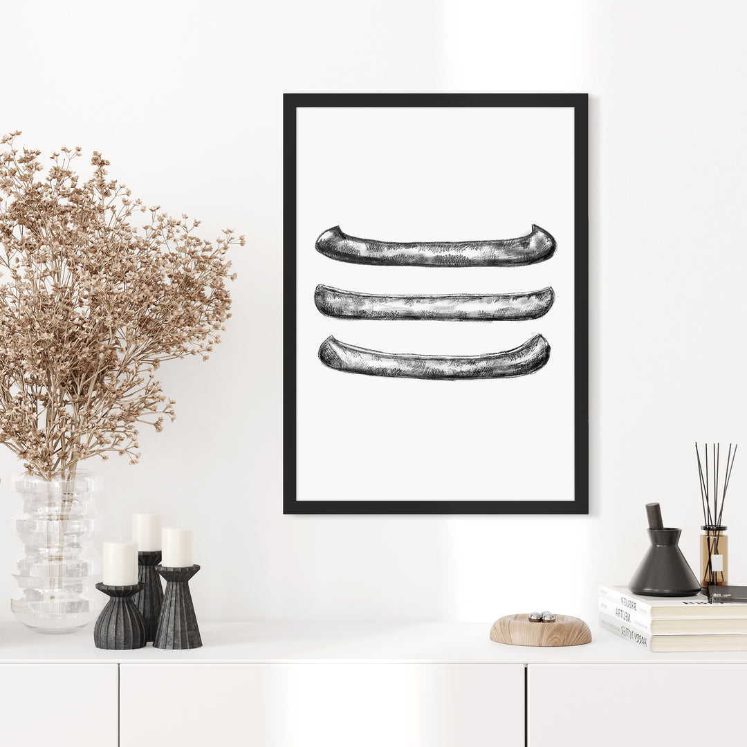 Black + White Canoe Illustration