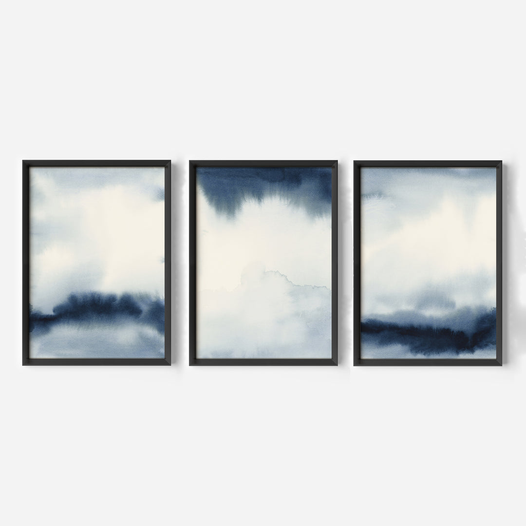Indigo Abstracts Triptych - Set of 3