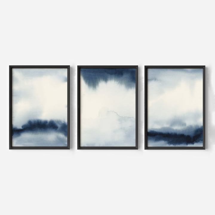 Indigo Abstracts Triptych - Set of 3