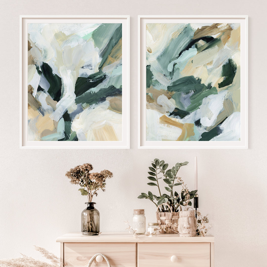 Contemporary Greens - Set of 2  - Art Prints or Canvases - Jetty Home