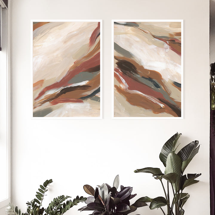 Abstract Earth Tones Paintings - Set of 2 - Jetty Home