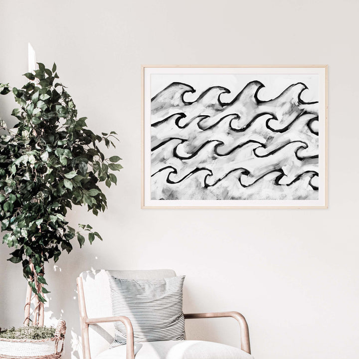 Black & White Roaring Seas - Art Print or Canvas - Jetty Home