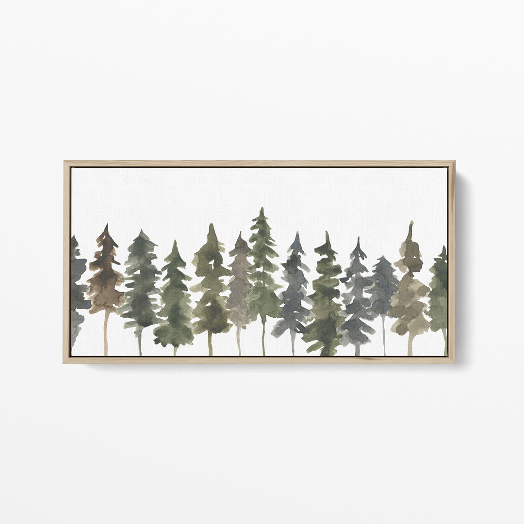 Pine Tree Line Watercolor Panoramic - Art Print or Canvas - Jetty Home