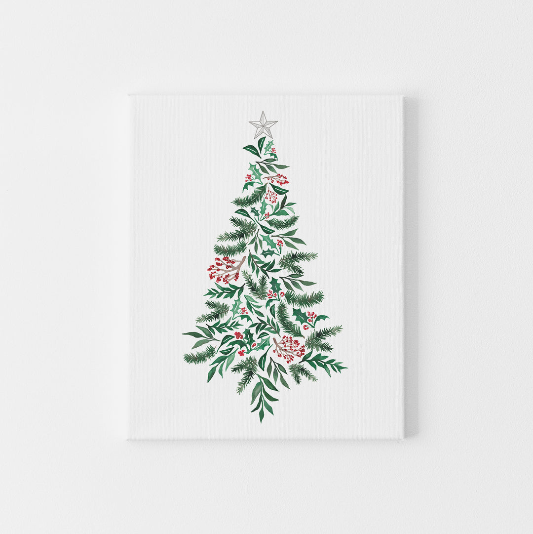 Holly Christmas Tree  - Art Print or Canvas - Jetty Home