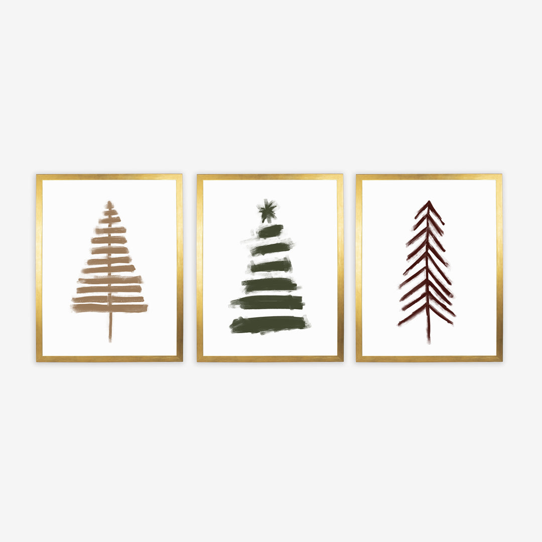 Nordic Christmas Tree Trio - Set of 3  - Art Prints or Canvases - Jetty Home