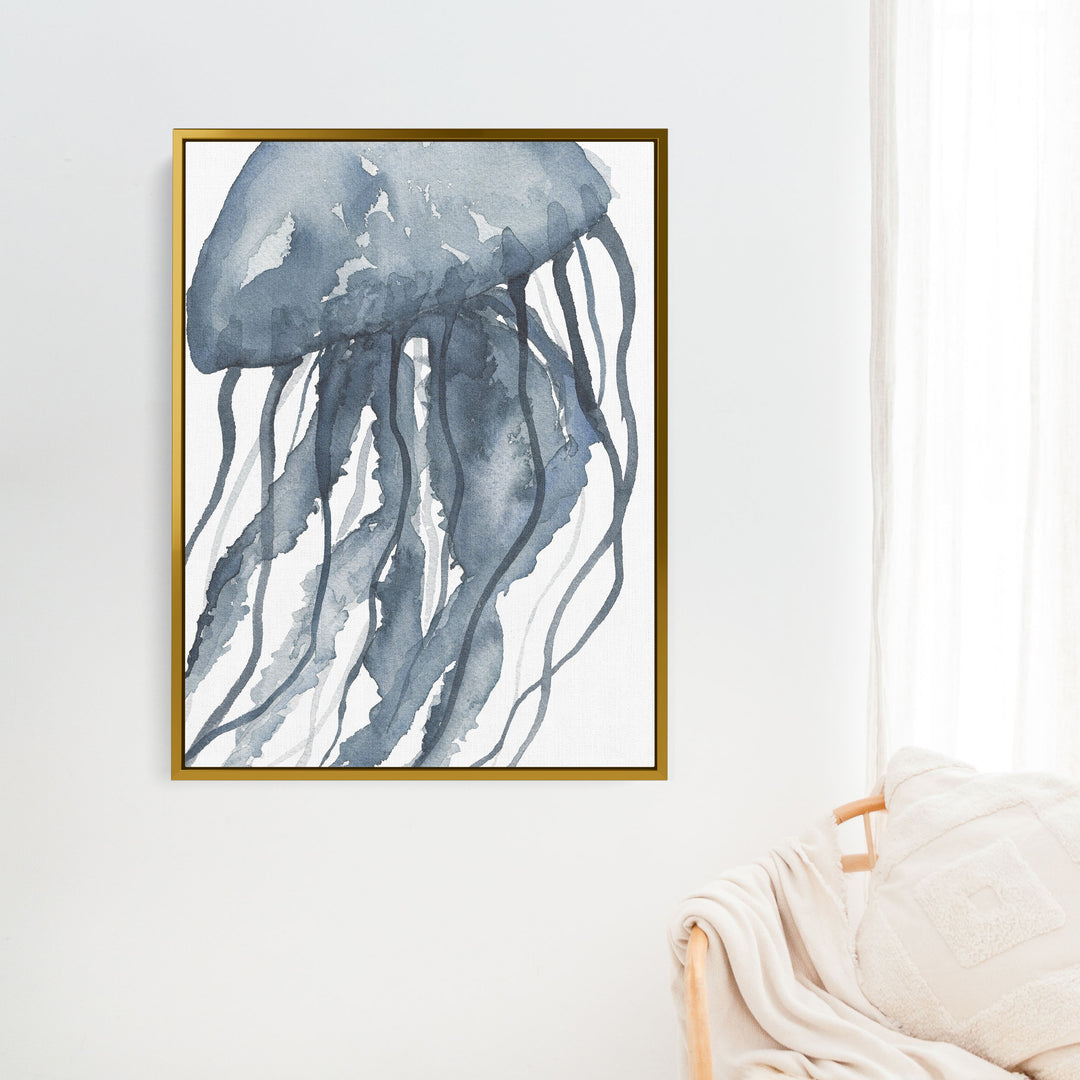 Blue Watercolor Jellyfish No. 2  - Art Print or Canvas - Jetty Home