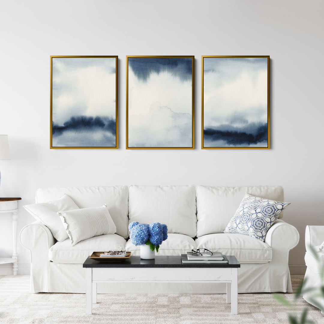 Indigo Abstracts Triptych - Set of 3