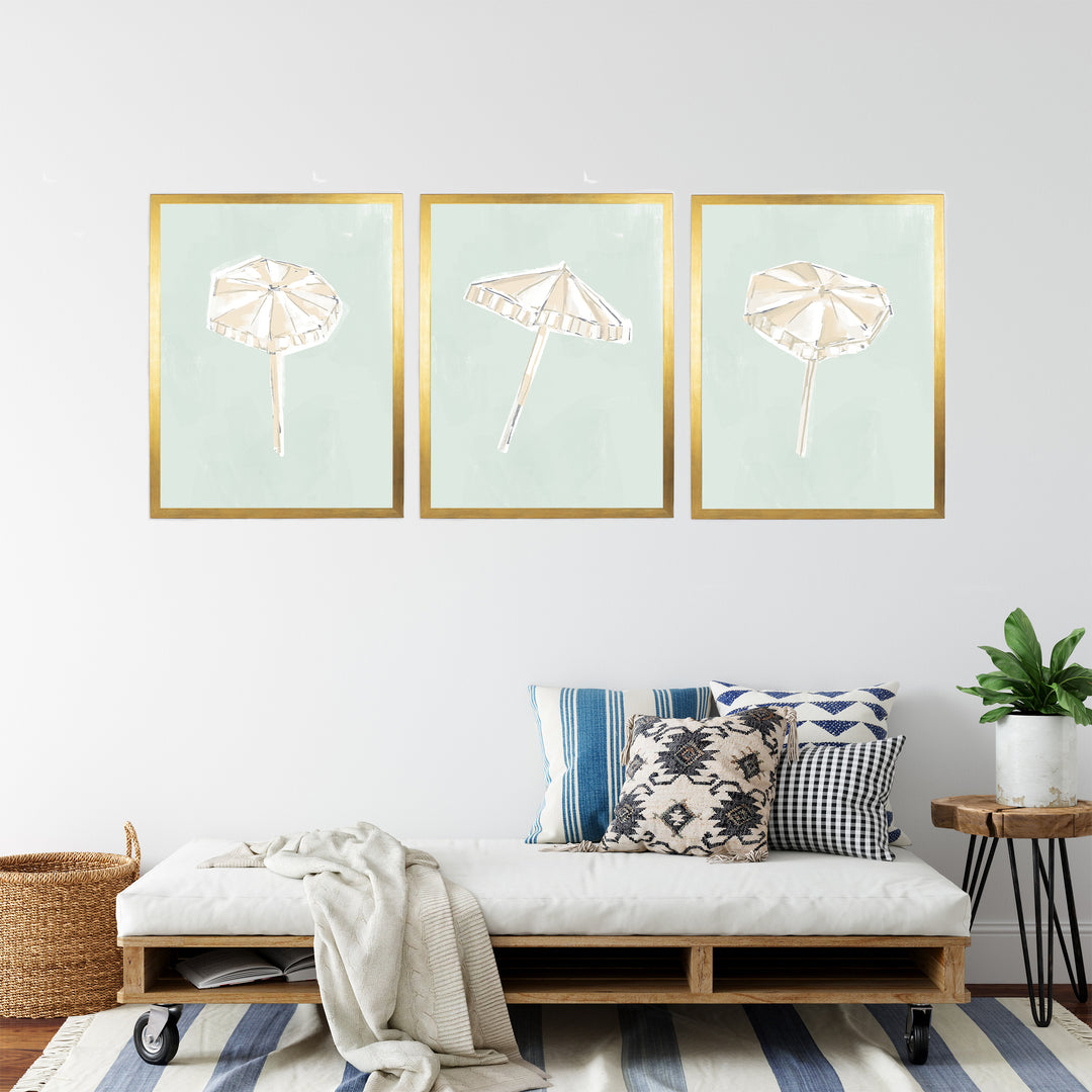 Sunwashed Umbrellas Triptych - Set of 3