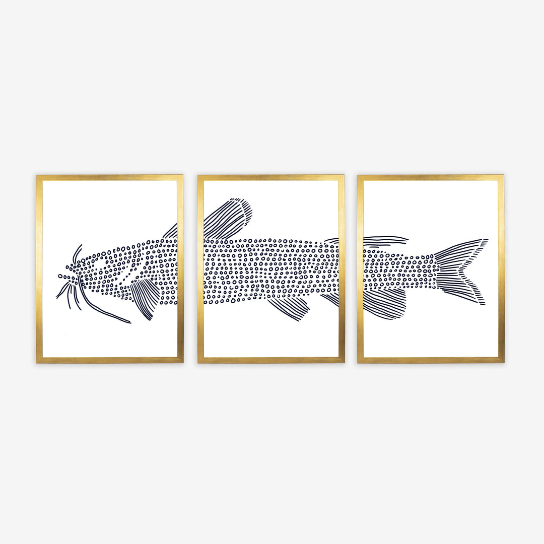 Catfish in Circles Triptych - Set of 3